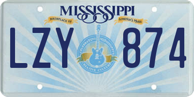 MS license plate LZY874