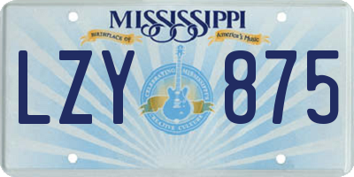 MS license plate LZY875