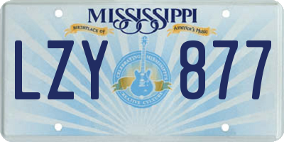 MS license plate LZY877