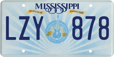 MS license plate LZY878