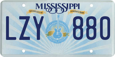 MS license plate LZY880
