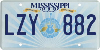 MS license plate LZY882