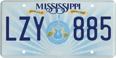MS license plate LZY885