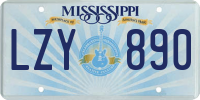 MS license plate LZY890