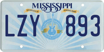 MS license plate LZY893