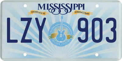 MS license plate LZY903