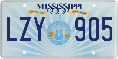 MS license plate LZY905