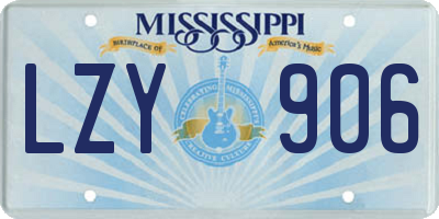 MS license plate LZY906