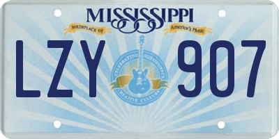 MS license plate LZY907