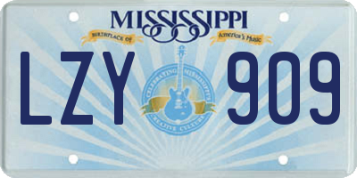 MS license plate LZY909