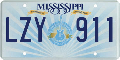 MS license plate LZY911