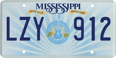 MS license plate LZY912