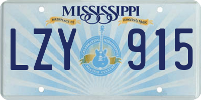 MS license plate LZY915