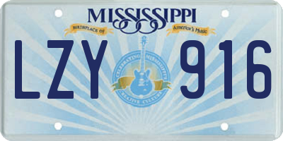 MS license plate LZY916