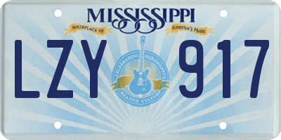 MS license plate LZY917