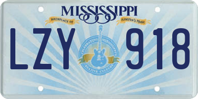 MS license plate LZY918