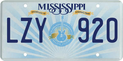 MS license plate LZY920