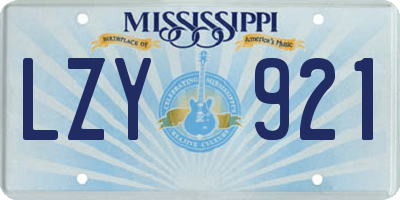 MS license plate LZY921