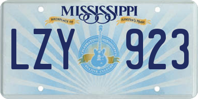 MS license plate LZY923