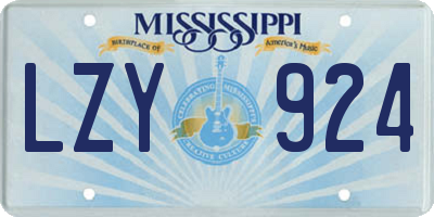 MS license plate LZY924