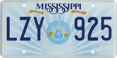 MS license plate LZY925