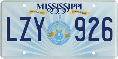 MS license plate LZY926