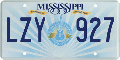 MS license plate LZY927