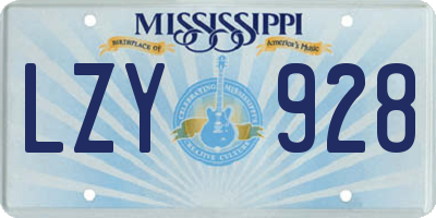 MS license plate LZY928