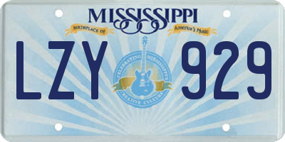 MS license plate LZY929