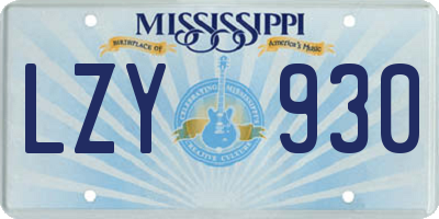 MS license plate LZY930