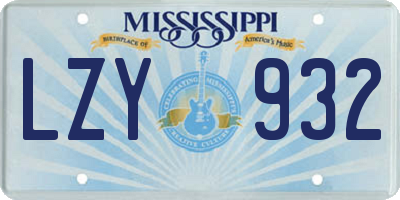 MS license plate LZY932