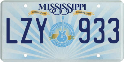 MS license plate LZY933