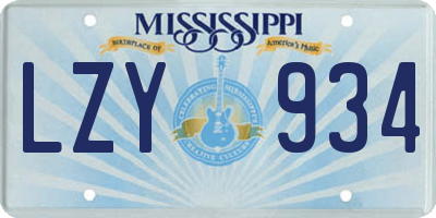 MS license plate LZY934