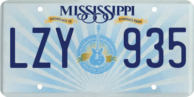 MS license plate LZY935
