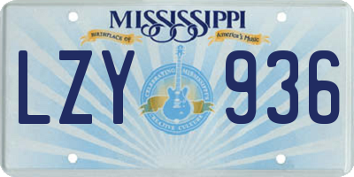 MS license plate LZY936