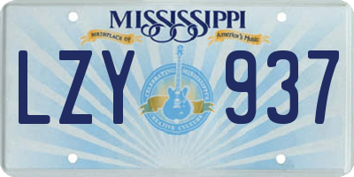 MS license plate LZY937