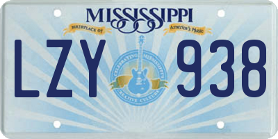 MS license plate LZY938