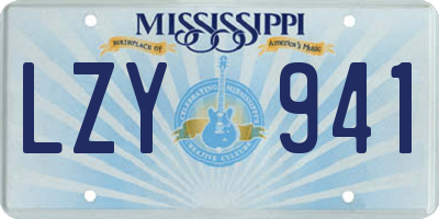 MS license plate LZY941