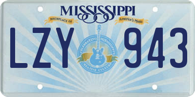 MS license plate LZY943