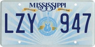 MS license plate LZY947