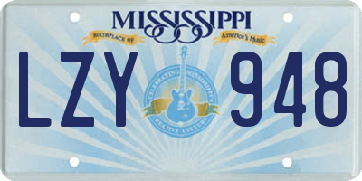 MS license plate LZY948
