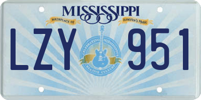 MS license plate LZY951
