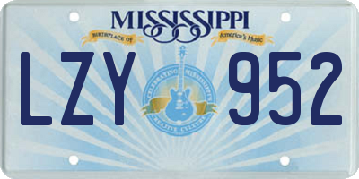 MS license plate LZY952