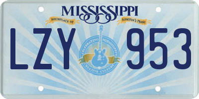 MS license plate LZY953