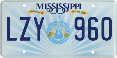 MS license plate LZY960