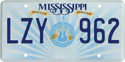 MS license plate LZY962