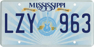 MS license plate LZY963