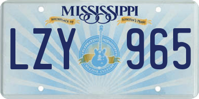 MS license plate LZY965