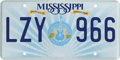 MS license plate LZY966