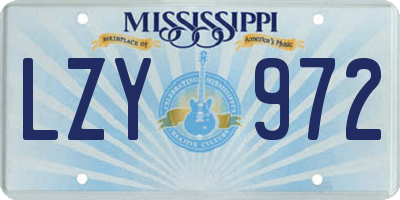 MS license plate LZY972